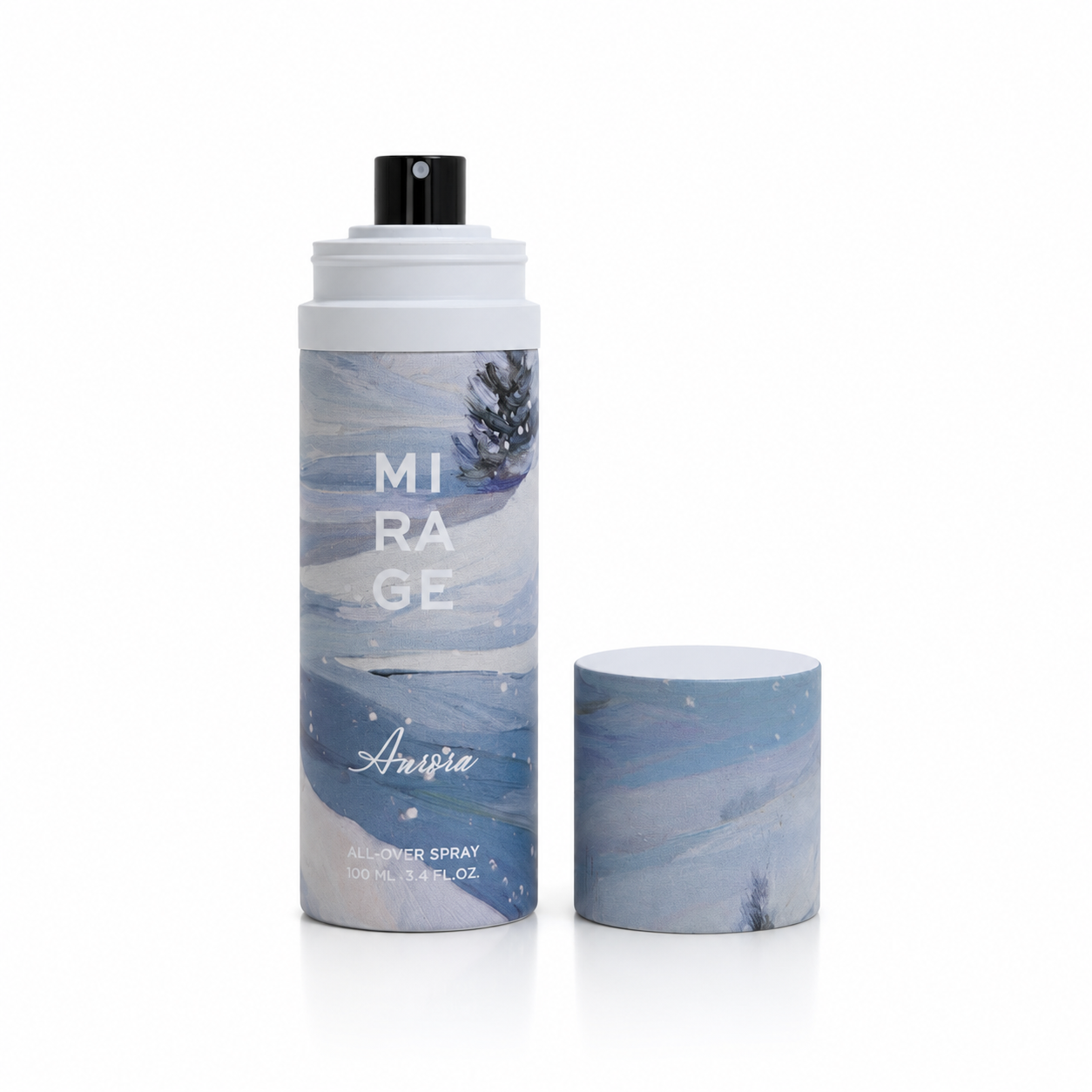 MIRAGE AURORA All Over Spray 100 ml, open bottle with spray nozzle and cap